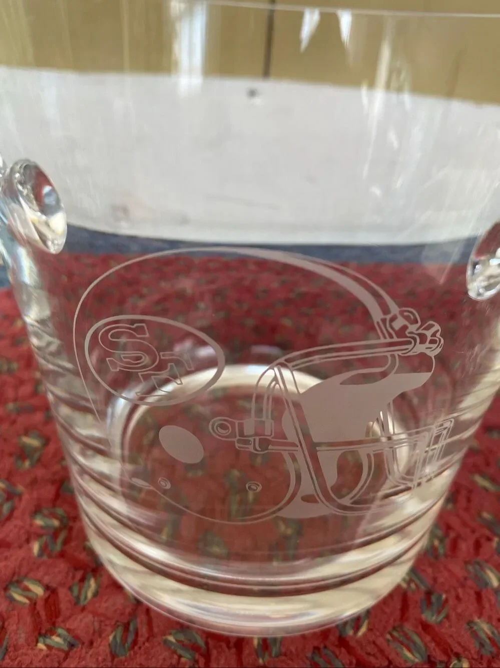 San Francisco 49ers glass ice bucket and 4 beer mug vintage collectors set